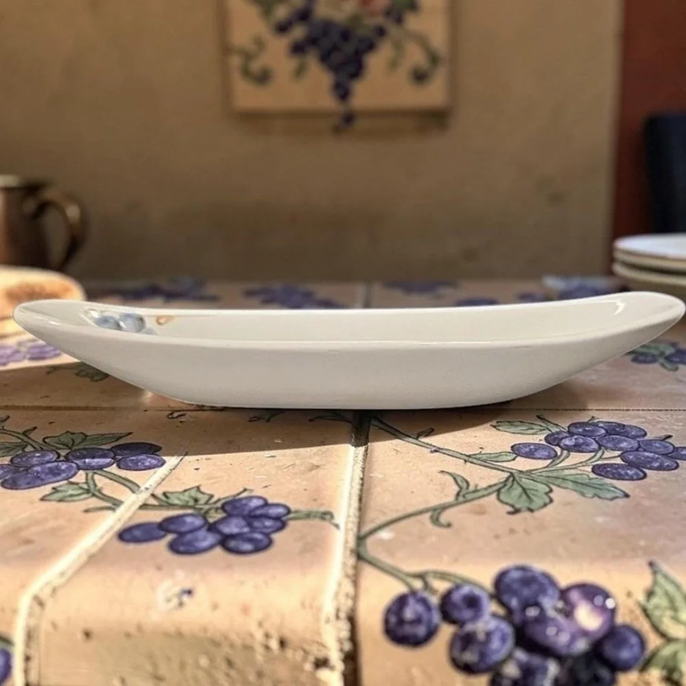 WCL Ceramic‎ Olive Boat, Vintage Grape Design Relish Dish, Replacement Tableware